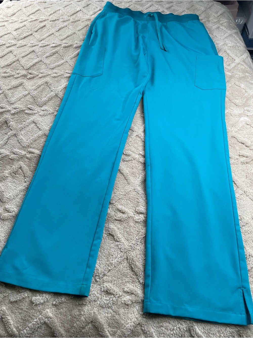Mandala Aqua Green Straight -Leg Scrub Pants Size Large Medical Staff